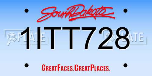 1ITT728 South Dakota License Plate