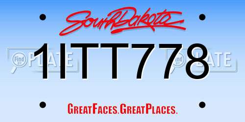 1ITT778 South Dakota License Plate
