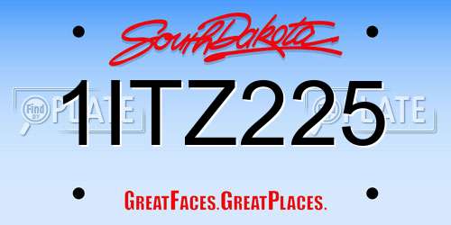 1ITZ225 South Dakota License Plate