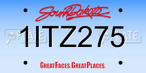 1ITZ275 South Dakota License Plate