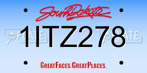 1ITZ278 South Dakota License Plate