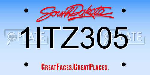 1ITZ305 South Dakota License Plate