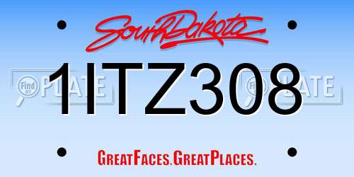 1ITZ308 South Dakota License Plate