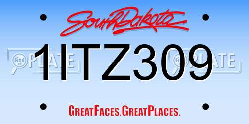 1ITZ309 South Dakota License Plate