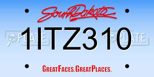 1ITZ310 South Dakota License Plate