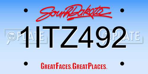 1ITZ492 South Dakota License Plate