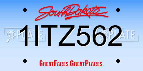 1ITZ562 South Dakota License Plate