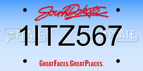 1ITZ567 South Dakota License Plate