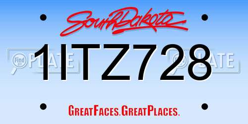 1ITZ728 South Dakota License Plate