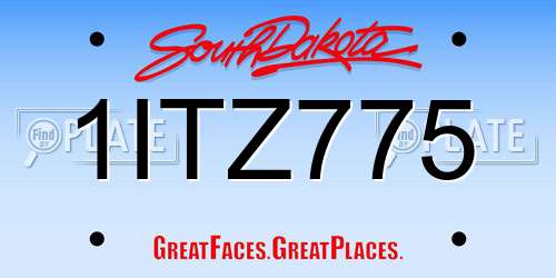 1ITZ775 South Dakota License Plate