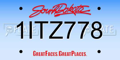 1ITZ778 South Dakota License Plate