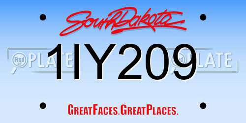 1IY209 South Dakota License Plate
