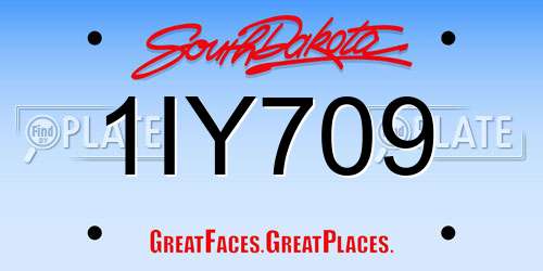 1IY709 South Dakota License Plate