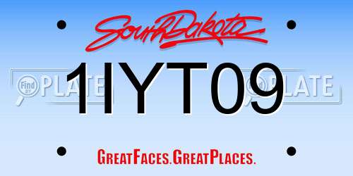1IYT09 South Dakota License Plate