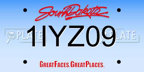 1IYZ09 South Dakota License Plate