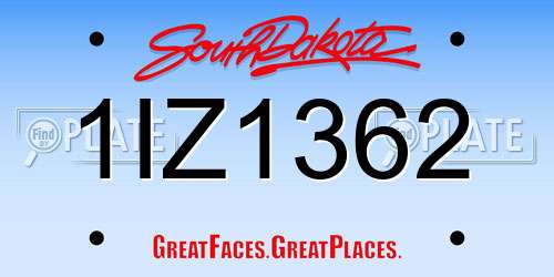 1IZ1362 South Dakota License Plate