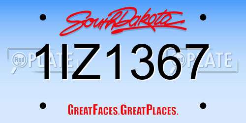 1IZ1367 South Dakota License Plate