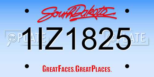 1IZ1825 South Dakota License Plate