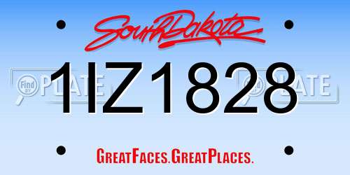 1IZ1828 South Dakota License Plate