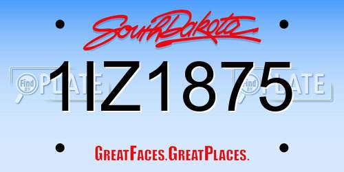 1IZ1875 South Dakota License Plate