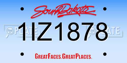 1IZ1878 South Dakota License Plate