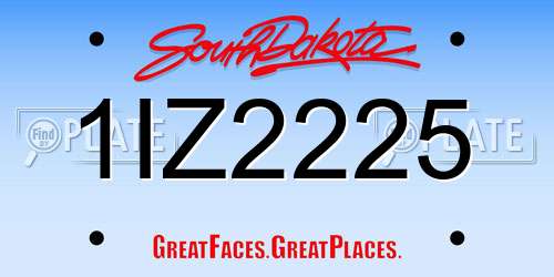 1IZ2225 South Dakota License Plate