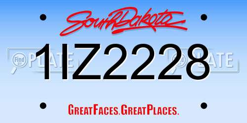1IZ2228 South Dakota License Plate