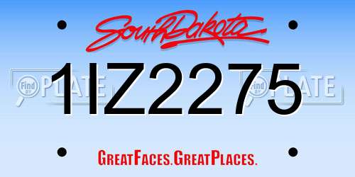 1IZ2275 South Dakota License Plate
