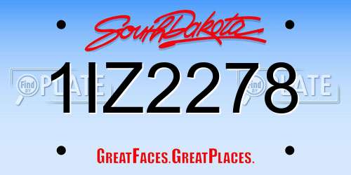 1IZ2278 South Dakota License Plate