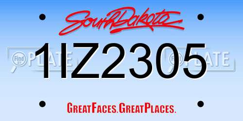1IZ2305 South Dakota License Plate