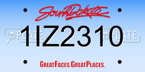 1IZ2310 South Dakota License Plate