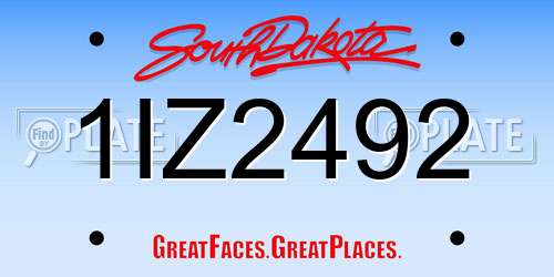 1IZ2492 South Dakota License Plate
