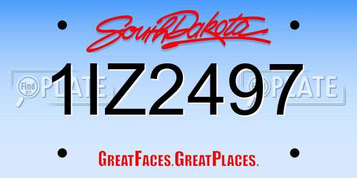 1IZ2497 South Dakota License Plate