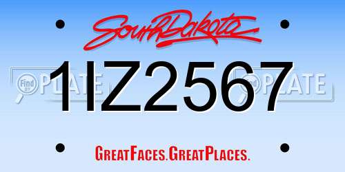 1IZ2567 South Dakota License Plate