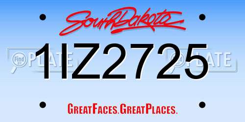 1IZ2725 South Dakota License Plate