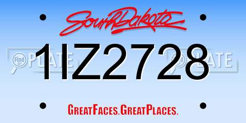 1IZ2728 South Dakota License Plate