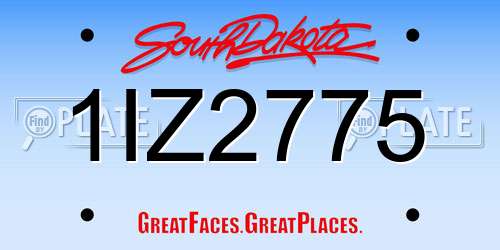 1IZ2775 South Dakota License Plate