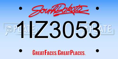 1IZ3053 South Dakota License Plate