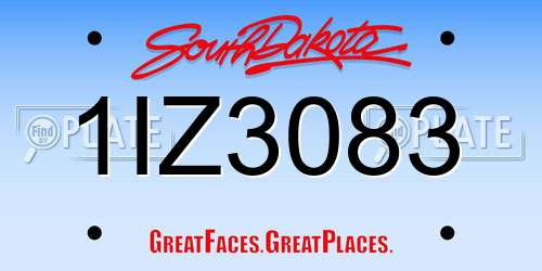 1IZ3083 South Dakota License Plate