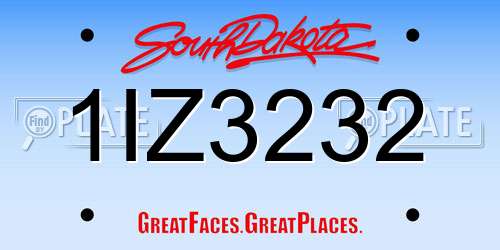 1IZ3232 South Dakota License Plate