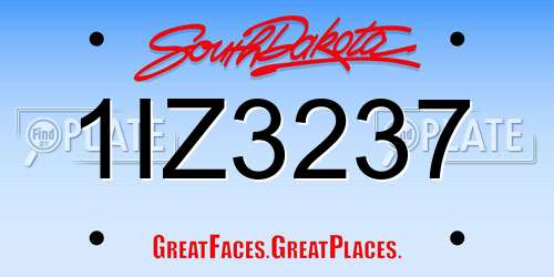 1IZ3237 South Dakota License Plate