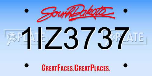 1IZ3737 South Dakota License Plate
