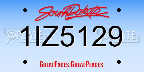 1IZ5129 South Dakota License Plate