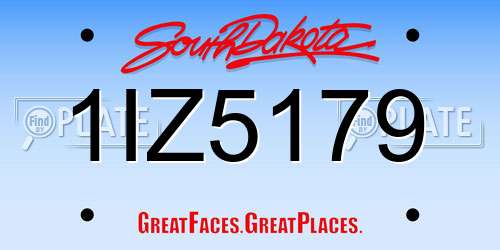 1IZ5179 South Dakota License Plate