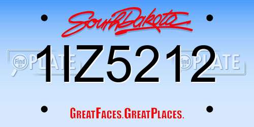 1IZ5212 South Dakota License Plate
