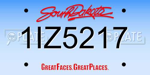 1IZ5217 South Dakota License Plate