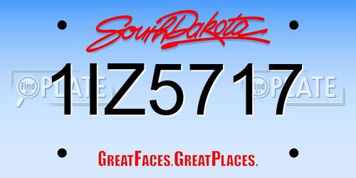 1IZ5717 South Dakota License Plate