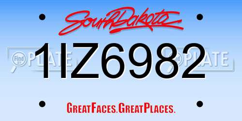 1IZ6982 South Dakota License Plate