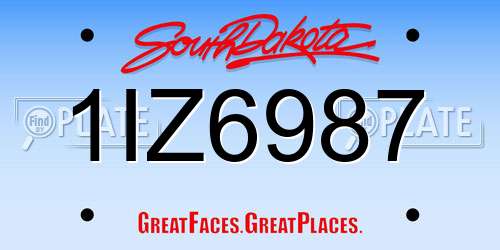 1IZ6987 South Dakota License Plate