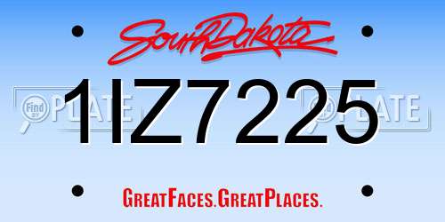 1IZ7225 South Dakota License Plate